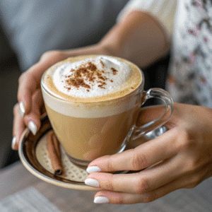 Tasse de cappuccino à la cannelle