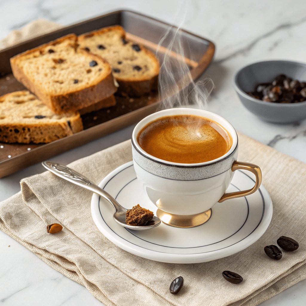 un café avec un cake