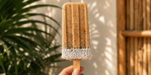 Une femme tient dans sa main une glace café-coco