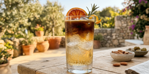 Un grand verre rempli d'espresso tonic pétillant.